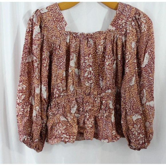 NWT Rachel Zoe Womens Multicolor Floral Puffy Sleeve Crop Top S - Picture 4 of 5